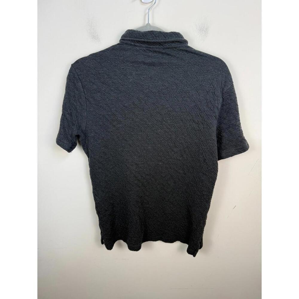 Faherty Cloud Cotton Polo Shirt Mens Medium Gray Peru Soft Pima Modal Crinkle - Picture 3 of 5